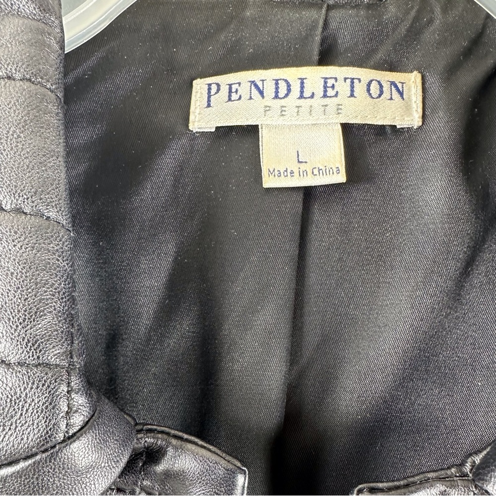 Pendleton Black Leather Jacket, Size Large (0052) - image 2